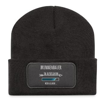 Brunnenbauer Ausbildung Geschenk - Recycelte Patch Beanie - Dunkelgrau - Vorne