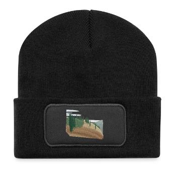 Pine forest hilly landscape with structure (modific.) - Recycled Patch Beanie - black - Front