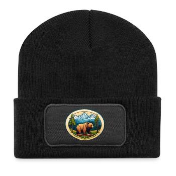 Braunbär - Recycelte Patch Beanie - Schwarz - Vorne