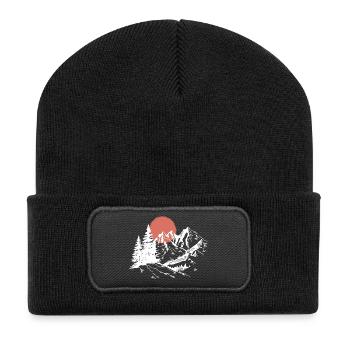 Mountain Sunset Silhouette - Recycled Patch Beanie - black - Front