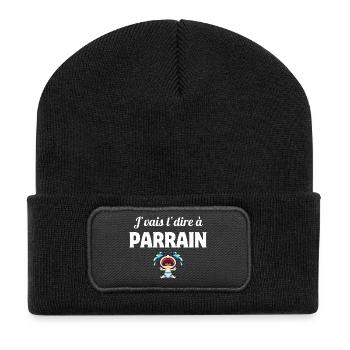 j'vais le dire, parrain, super parrain - Beanie recyclé à patch - noir - Devant