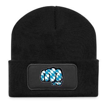 Bayern Flagge Faust Symbol - Recycelte Patch Beanie - Schwarz - Vorne