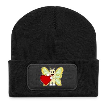 Coeur de papillon - Beanie recyclé à patch - noir - Devant