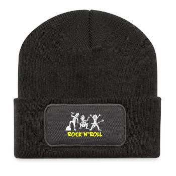 Retro Rock 'n' Roll Musik Band Design - Recycelte Patch Beanie - Dunkelgrau - Vorne