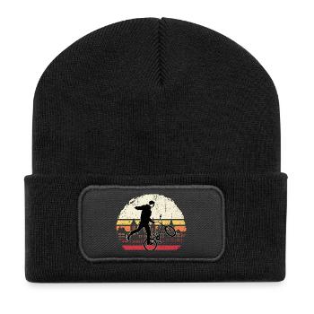 Sunset BMX Wheelie Silhouette - Beanie recyclé à patch - noir - Devant