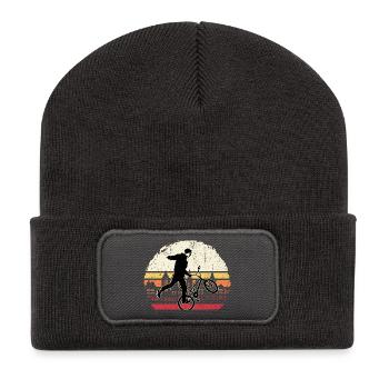 Sunset BMX Wheelie Silhouette - Recycelte Patch Beanie - Dunkelgrau - Vorne