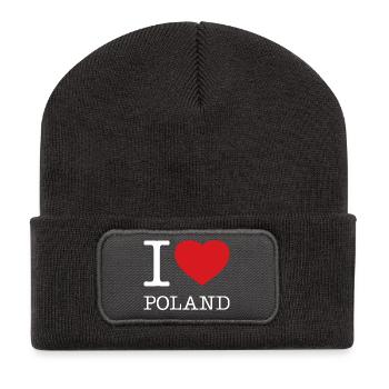 I LOVE POLAND Polska Polen - Recycled Patch Beanie - dark grey - Front