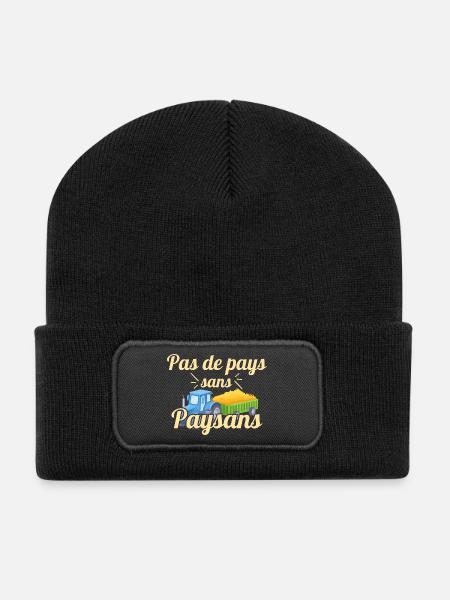Pas de pays sans paysans - Beanie recyclé à patch - noir