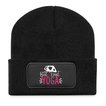 Mais d’abord le yoga - Beanie recyclé à patch - noir - Devant