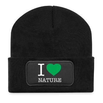 J’AIME LA NATURE - Beanie recyclé à patch - noir - Devant
