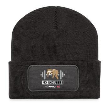 Fitness Sloth Bodybilding no excuses funny - Recycled Patch Beanie - dark grey - Front