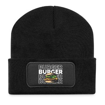 Burger Wiederholung Essen Illustration cheese icon - Recycelte Patch Beanie - Schwarz - Vorne
