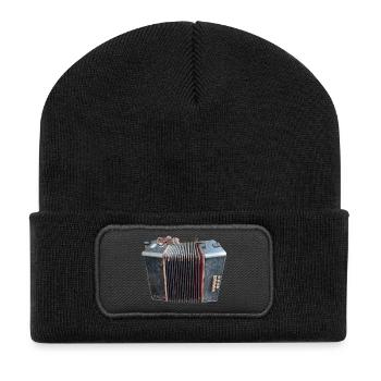 Vintage Akkordeon Kunst - Recycelte Patch Beanie - Schwarz - Vorne