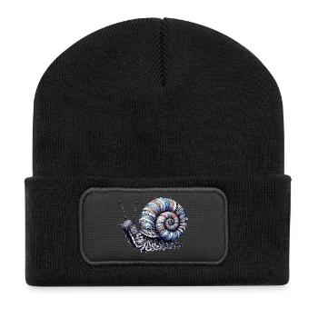 Schnecke - Recycelte Patch Beanie - Schwarz - Vorne
