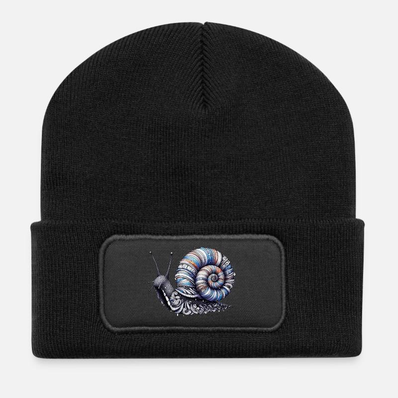 Schnecke - Recycelte Patch Beanie - Schwarz