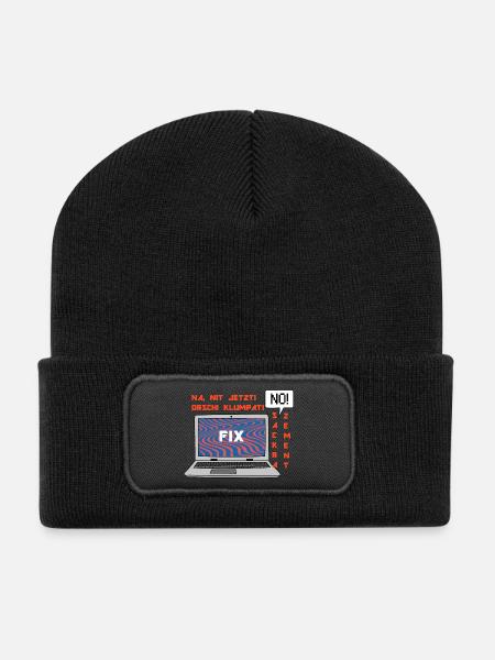 No picture 🤬 Klumpat! Retro Computer Humor Design - Recycled Patch Beanie - black