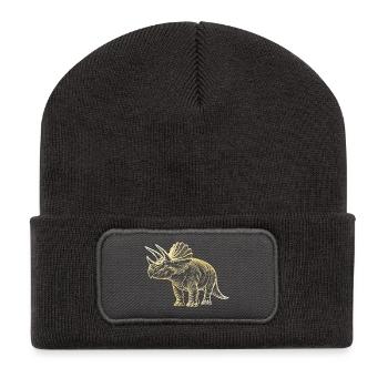 Dessin de dinosaure triceratops - Beanie recyclé à patch - charbon - Devant