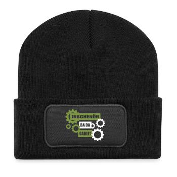 Inschenör ba da Oabeit, engineer at work - Recycled Patch Beanie - black - Front