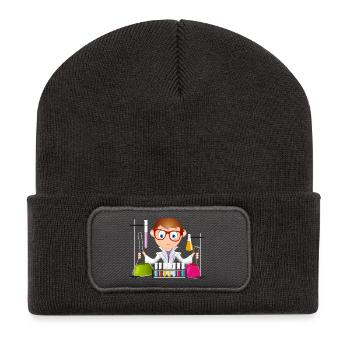A young man as a scientist in the laboratory - Recycled Patch Beanie - dark grey - Front
