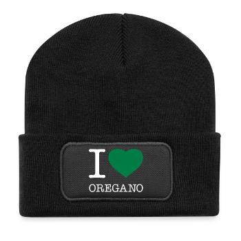 I LOVE OREGANO - Recycelte Patch Beanie - Schwarz - Vorne