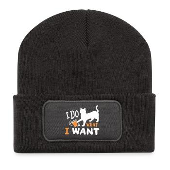 Katze Kätzchen Wortspiel - Recycelte Patch Beanie - Dunkelgrau - Vorne