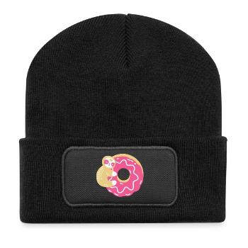 Donut und Faultier - Recycelte Patch Beanie - Schwarz - Vorne
