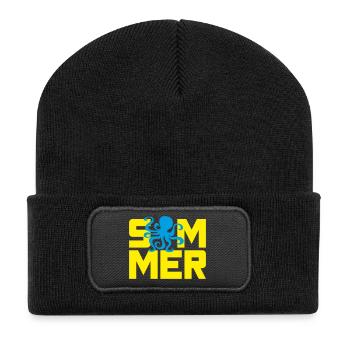 Sommer Oktopus Tischenfisch Urlaub Ferien Meer - Recycelte Patch Beanie - Schwarz - Vorne