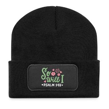 Christlich Glaube Bibelvers - Recycelte Patch Beanie - Schwarz - Vorne