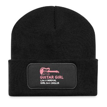 Gitarre Gitarristin - Recycelte Patch Beanie - Schwarz - Vorne