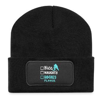 Eishockey Eishockeyspielerin - Recycelte Patch Beanie - Schwarz - Vorne