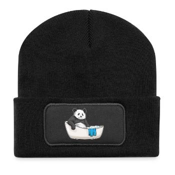 Panda Bathing Bathtub - Recycled Patch Beanie - black - Front