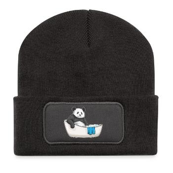 Panda Baden Badewanne - Recycelte Patch Beanie - Dunkelgrau - Vorne