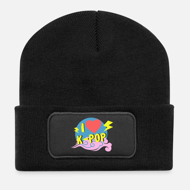J’adore la Kpop - Beanie recyclé à patch - noir