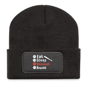 Baseball Baseballspieler - Recycelte Patch Beanie - Dunkelgrau - Vorne