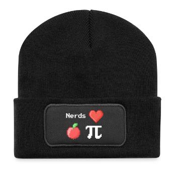 Nerds Love Apple Pi Pi Pi Sayings Math Pixel - Recycled Patch Beanie - black - Front