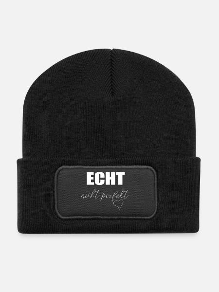 echt nicht perfekt mit Herz - Recycelte Patch Beanie - Schwarz