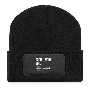travail social - Beanie recyclé à patch - noir - Devant