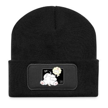 Hund koreanisch - japanischer Stil 11 - Recycelte Patch Beanie - Schwarz - Vorne