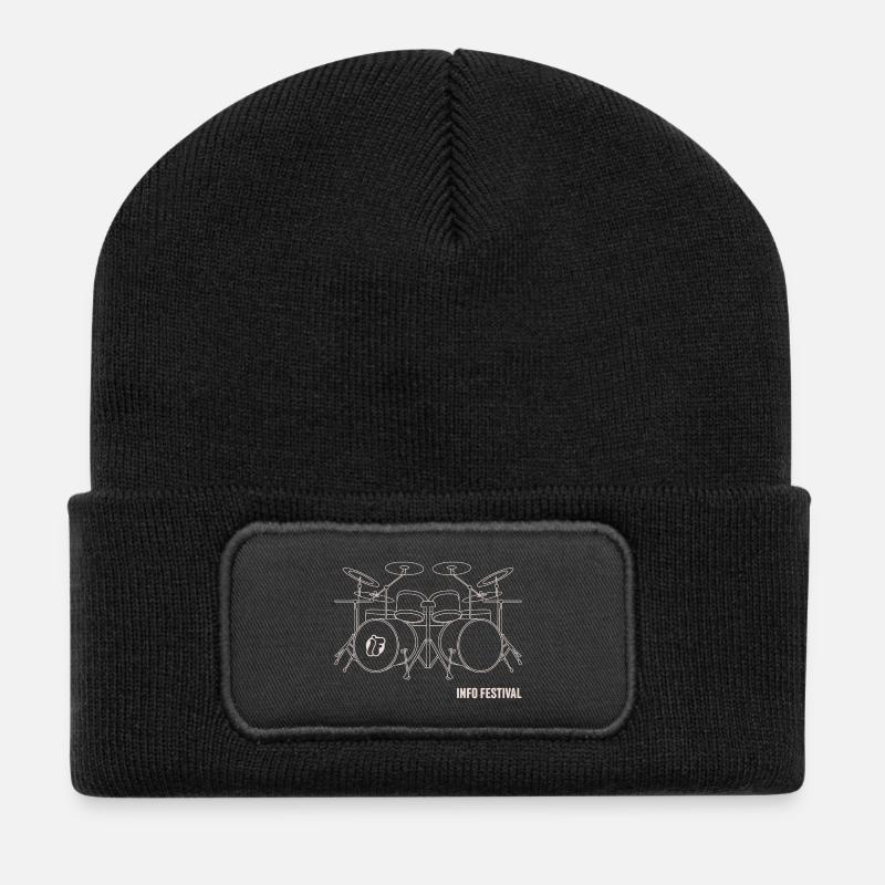 Eine Batterie in der Gliederung - Recycelte Patch Beanie - Schwarz