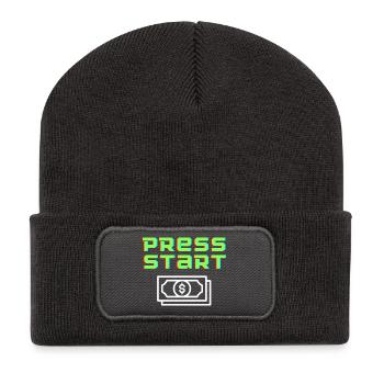 Press Start Retro Arcade Bill - Recycled Patch Beanie - dark grey - Front