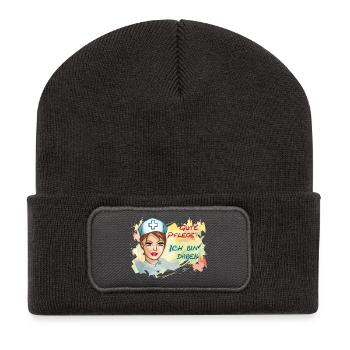 Nurse Gute Pflege? Ich Bin Dabei - Recycelte Patch Beanie - Dunkelgrau - Vorne