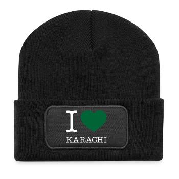 I LOVE KARACHI, Karachi, Pakistan - Recycled Patch Beanie - black - Front