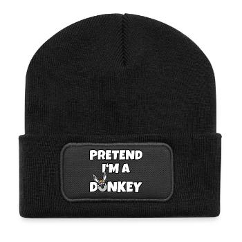Pretend I'm a Donkey – Einfaches Esel-Kostüm - Recycelte Patch Beanie - Schwarz - Vorne