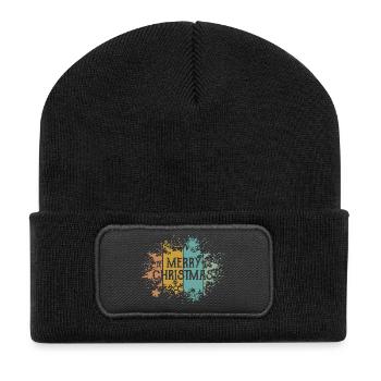 rétro Joyeux Noël Flocon de Neige Cristal de Glace - Beanie recyclé à patch - noir - Devant
