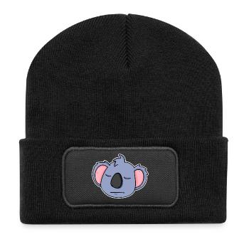 Koala Head Animal Tired - Recycled Patch Beanie - black - Front