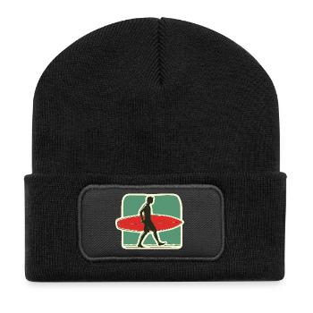 Retro Surfer - Lass die goldenen Tage des Surfens - Recycelte Patch Beanie - Schwarz - Vorne