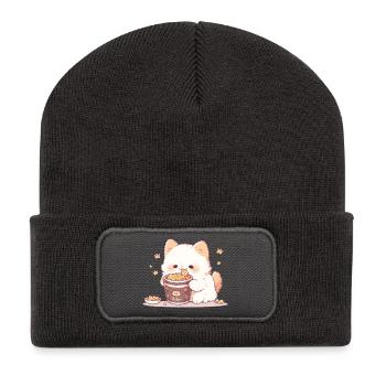 Spaghetti cats - Cat is having fun with past - Recycled Patch Beanie - dark grey - Front