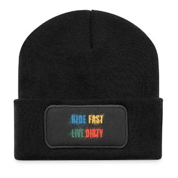 RIDE FAST LIVE DIRTY – MOUNTAIN BIKE - MOTOCROSS - Recycled Patch Beanie - black - Front