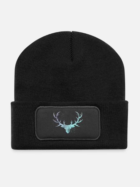 Geweih - Recycelte Patch Beanie - Schwarz