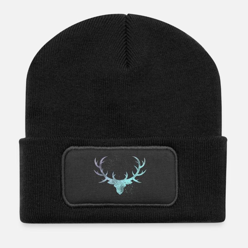 Geweih - Recycelte Patch Beanie - Schwarz